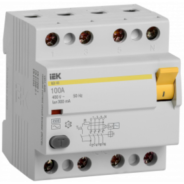 MDV10-4-100-300 IEK Выключатель дифференциальный (УЗО) ВД1-63 4Р100А 300мА