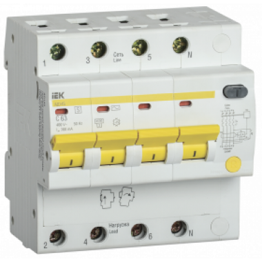 MAD13-4-063-C-300 IEK Дифференциальный автоматический выключатель АД14S 4Р 63А 300мА