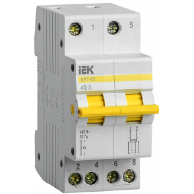 MPR10-2-040 IEK Выключатель-разъединитель трехпозиционный ВРТ-63 2P 40А