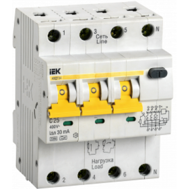 MAD22-6-025-C-30 IEK Автоматический выключатель дифференциального тока АВДТ34 C25 30мА
