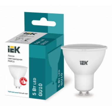 LLE-PAR16-5-230-40-GU10 IEK Лампа светодиодная PAR16 софит 5Вт 230В 4000К GU10 IEK