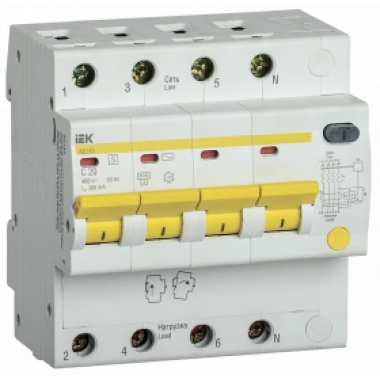 MAD13-4-020-C-300 IEK Дифференциальный автоматический выключатель АД14S 4Р 20А 300мА