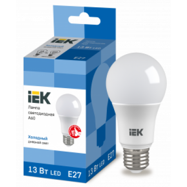 LLE-A60-13-230-65-E27 IEK Лампа светодиодная A60 шар 13Вт 230В 6500К E27 IEK