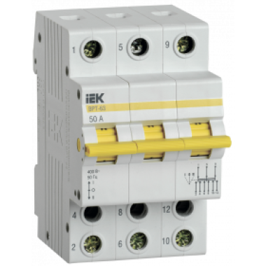 MPR10-3-050 IEK Выключатель-разъединитель трехпозиционный ВРТ-63 3P 50А