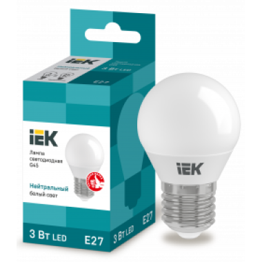 LLE-G45-3-230-40-E27 IEK Лампа светодиодная G45 шар 3Вт 230В 4000К E27 IEK