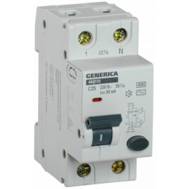 MAD25-5-025-C-30 IEK Автоматический выключатель дифференциального тока АВДТ32 C25 GENERICA
