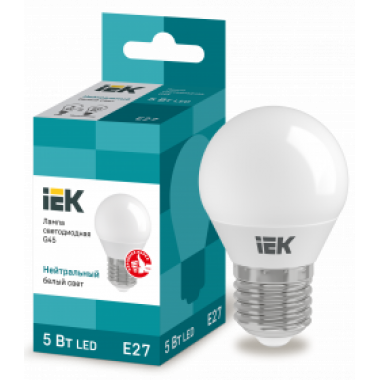 LLE-G45-5-230-40-E27 IEK Лампа светодиодная G45 шар 5Вт 230В 4000К E27 IEK