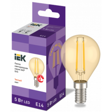 LLF-G45-5-230-30-E14-CLG IEK Лампа светодиодная G45 шар золото 5Вт 230В 2700К E14 серия 360° IEK