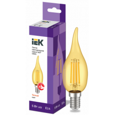 LLF-CB35-5-230-30-E14-CLG IEK Лампа светодиодная CВ35 свеча на ветру золото 5Вт 230В 2700К E14 серия 360° IEK