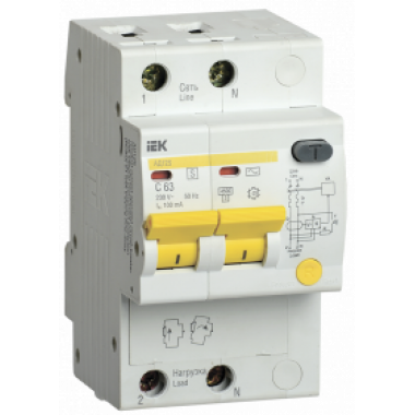 MAD13-2-020-C-100 IEK Дифференциальный автоматический выключатель АД12S 2Р 20А 100мА