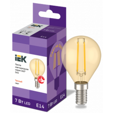 LLF-G45-7-230-30-E14-CLG IEK Лампа светодиодная G45 шар золото 7Вт 230В 2700К E14 серия 360° IEK
