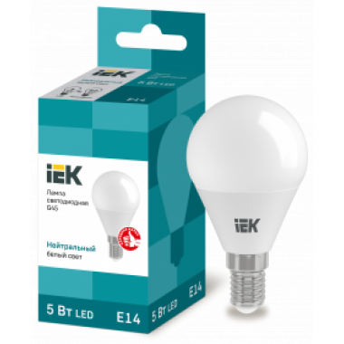 LLE-G45-5-230-40-E14 IEK Лампа светодиодная G45 шар 5Вт 230В 4000К E14 IEK