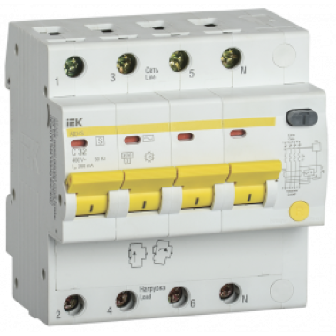 MAD13-4-032-C-300 IEK Дифференциальный автоматический выключатель АД14S 4Р 32А 300мА