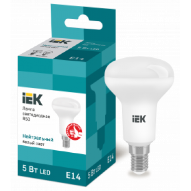 LLE-R50-5-230-40-E14 IEK Лампа светодиодная R50 рефлектор 5Вт 230В 4000К E14 IEK