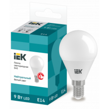 LLE-G45-9-230-40-E14 IEK Лампа светодиодная G45 шар 9Вт 230В 4000К E14 IEK