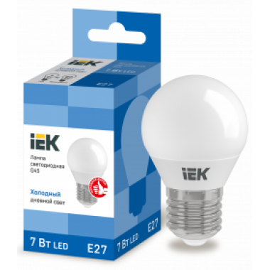 LLE-G45-7-230-65-E27 IEK Лампа светодиодная G45 шар 7Вт 230В 6500К E27 IEK