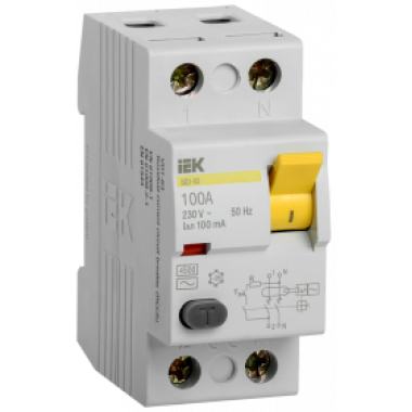 MDV10-2-100-100 IEK Выключатель дифференциальный (УЗО) ВД1-63 2Р100А 100мА