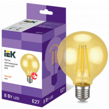 LLF-G95-8-230-30-E27-CLG IEK Лампа светодиодная G95 шар золото 8Вт 230В 2700К E27 серия 360° IEK