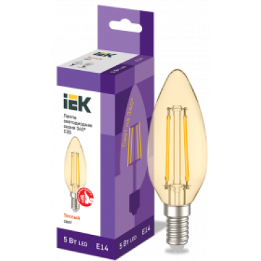 LLF-C35-5-230-30-E14-CLG IEK Лампа светодиодная C35 свеча золото 5Вт 230В 2700К E14 серия 360° IEK