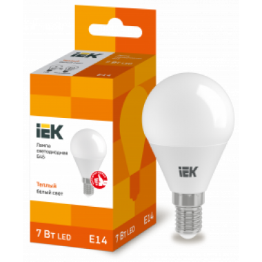 LLE-G45-7-230-30-E14 IEK Лампа светодиодная G45 шар 7Вт 230В 3000К E14 IEK