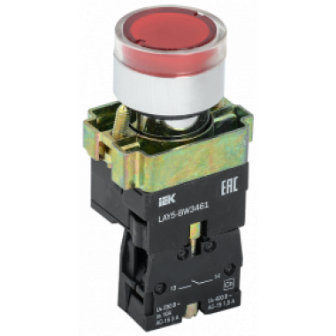 BBT50-BW-K04 IEK Кнопка управления LAY5-BW3461 с подсветкой красный 1з IEK