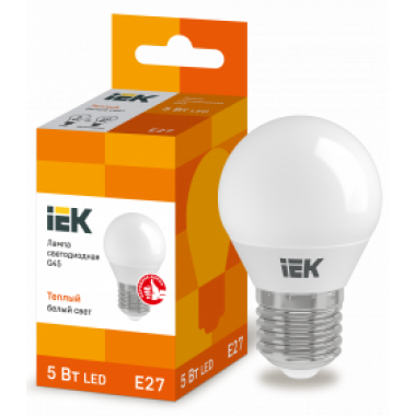 LLE-G45-5-230-30-E27 IEK Лампа светодиодная G45 шар 5Вт 230В 3000К E27 IEK