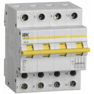 MPR10-4-050 IEK Выключатель-разъединитель трехпозиционный ВРТ-63 4P 50А