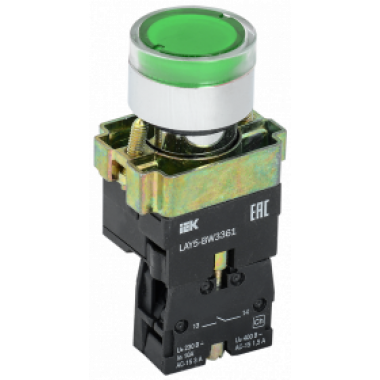 BBT50-BW-K06 IEK Кнопка управления LAY5-BW3361 с подсветкой зеленый 1з IEK