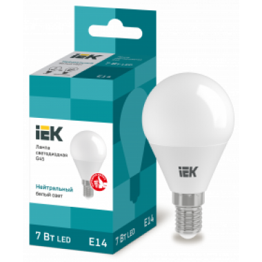 LLE-G45-7-230-40-E14 IEK Лампа светодиодная G45 шар 7Вт 230В 4000К E14 IEK
